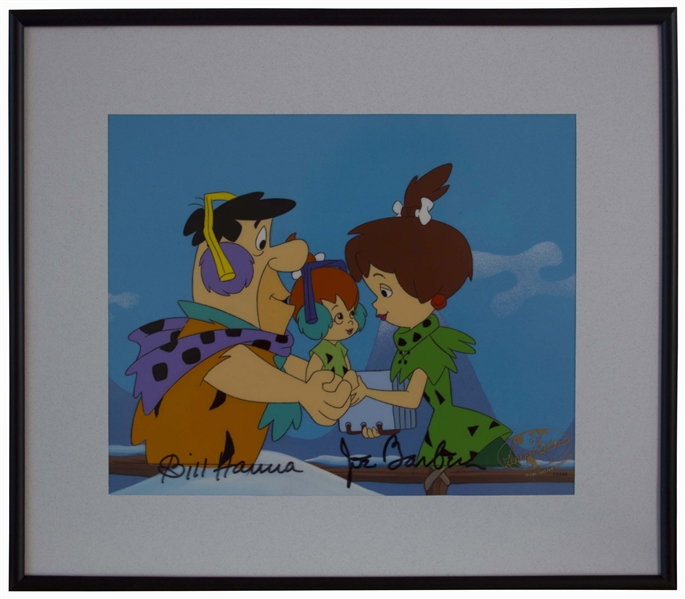 Hanna & Barbera Signed Original Hand-Painted Production Cel for ''The Flintstones'' -- With Original Pencil Drawing